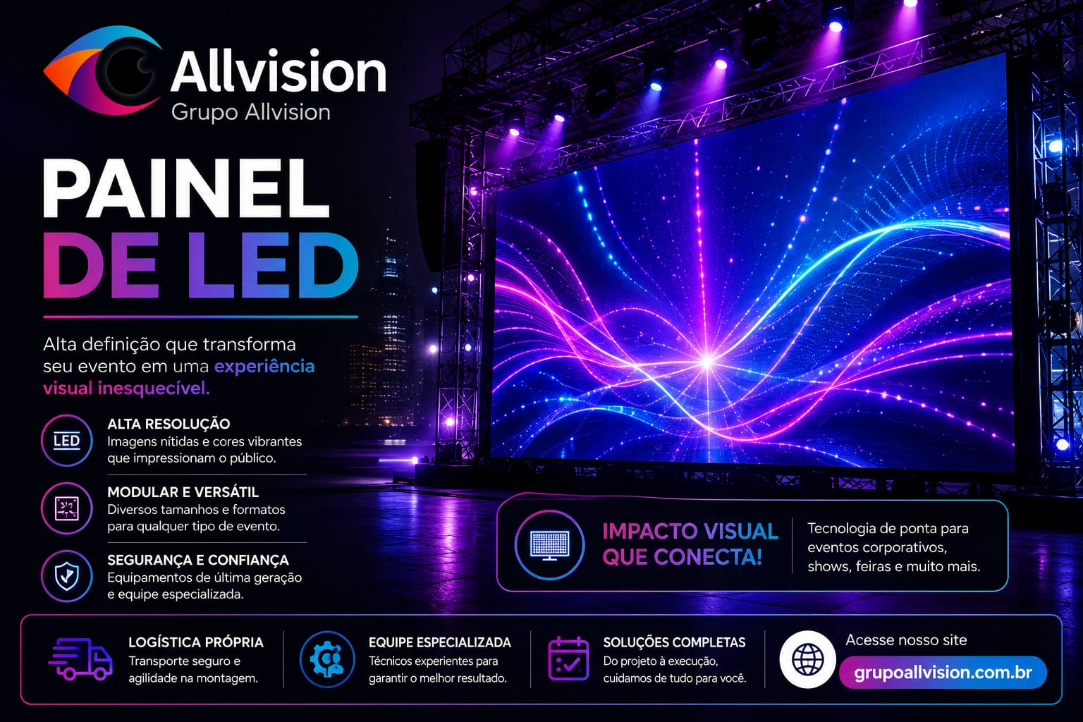 Aluguel e Venda de Painéis de LED Indoor e Outdoor P1, P2 e P3 para Convenções, Palestras e Eventos de Tecnologia em Porto Alegre, São Leopoldo e Gravataí – RS 2026