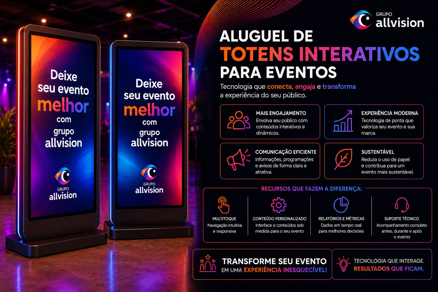 Aluguel de Totem Touch Screen, Totem para Credenciamento, Painel de LED Indoor e Outdoor, TVs de Grandes Formatos, Projetor e Óculos VR para Eventos, Feiras e Congressos na Expointer 2026 – Rio Grande do Sul e Rio de Janeiro