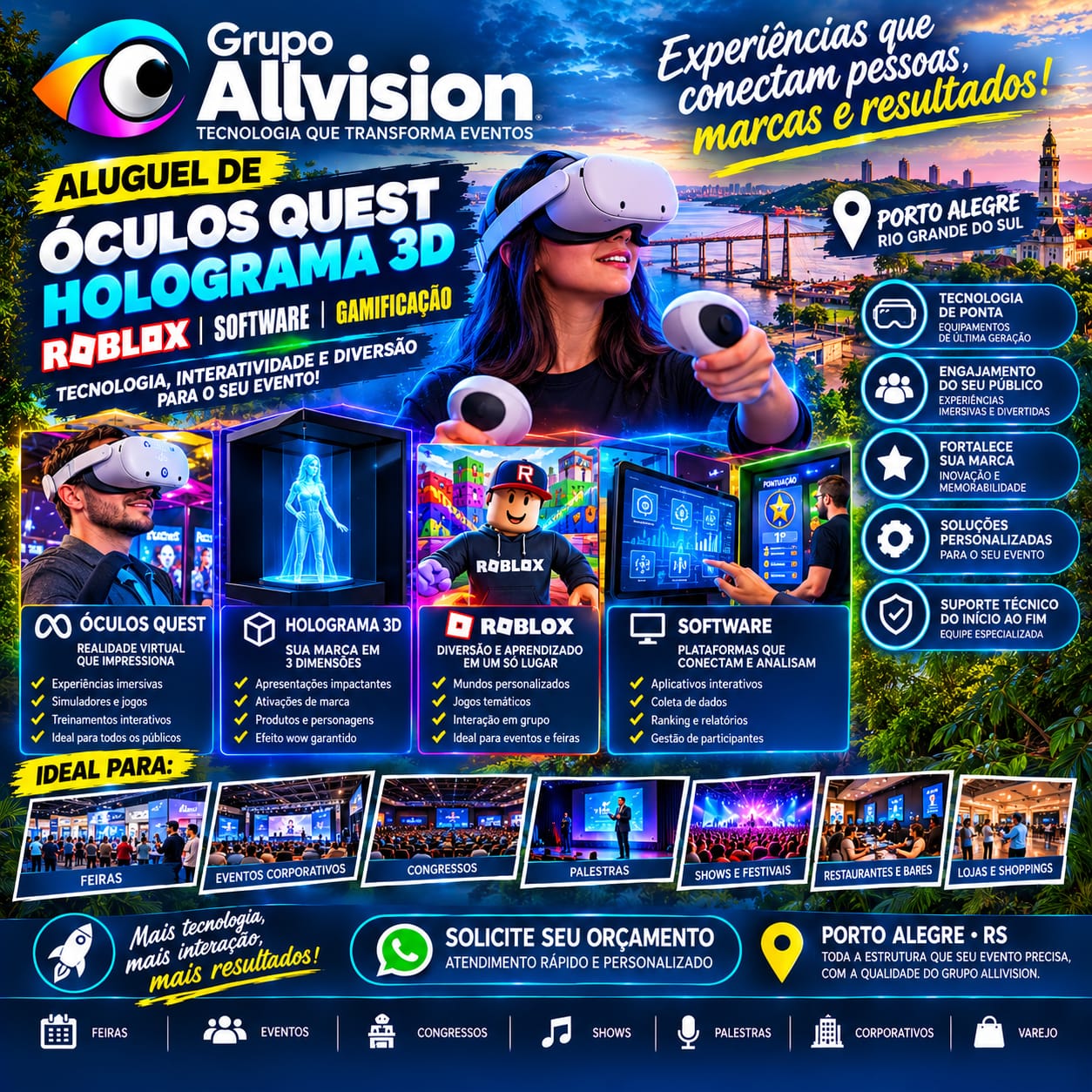 Aluguel de Totem Touch Screen, Painel de LED e Óculos VR para Feiras e Eventos em Canoas