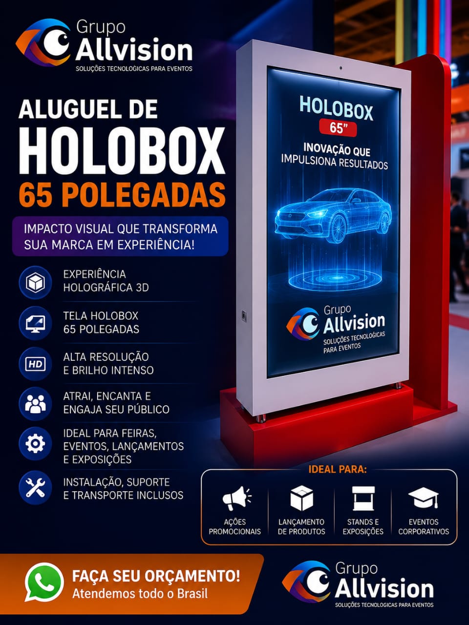 Aluguel de Projetores, Totens de Credenciamento, Painéis de LED e Holobox para Congressos em Caxias do Sul 2026